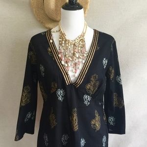 Black and Gold Beach Tunic L